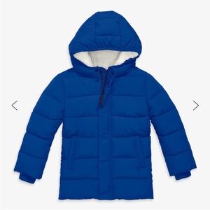 Primary Kids Parka Puffer Coat in Blueberry color size 8-9